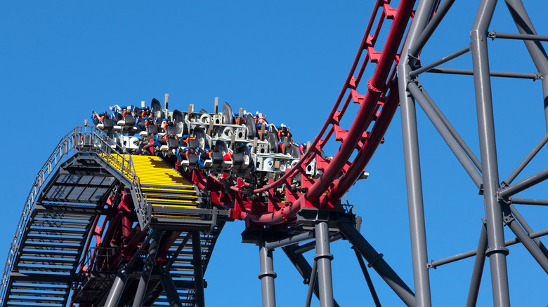 A roller coaster at Six Flags Magic Mountain in California.