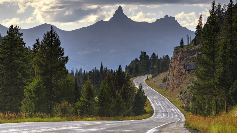 Rocky mountains view from road