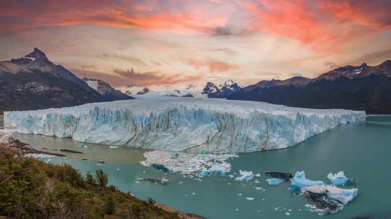 Argentina glacier at sunset
