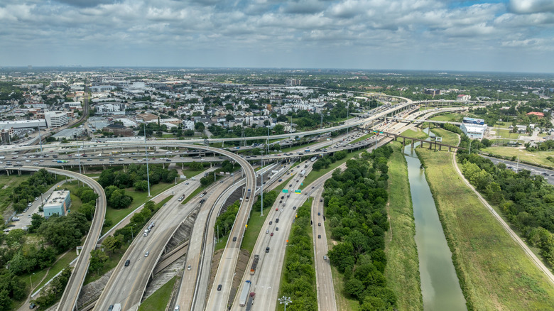 A massive interchange between I-45 and I-10 in Houston, Texas