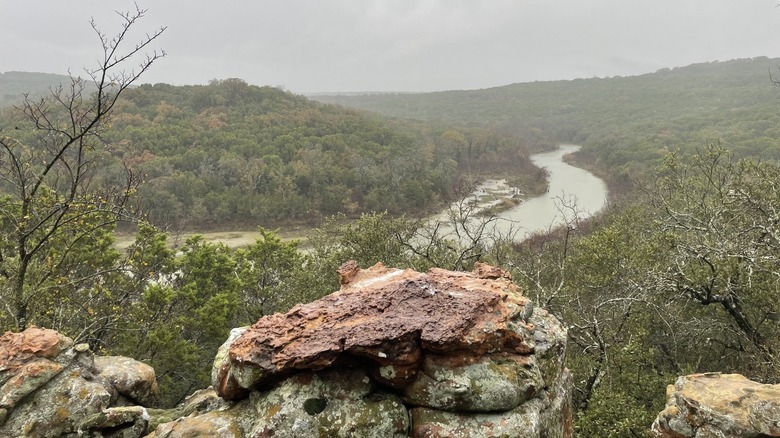 Rocks overlooking a creek at the new Palo Pinto Mountains State Park.