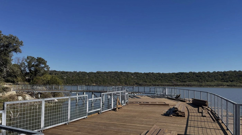 The fishing pier during construction at Tucker Lake.