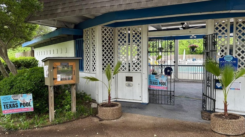 Little Free Pantry in front of the Texas Pool