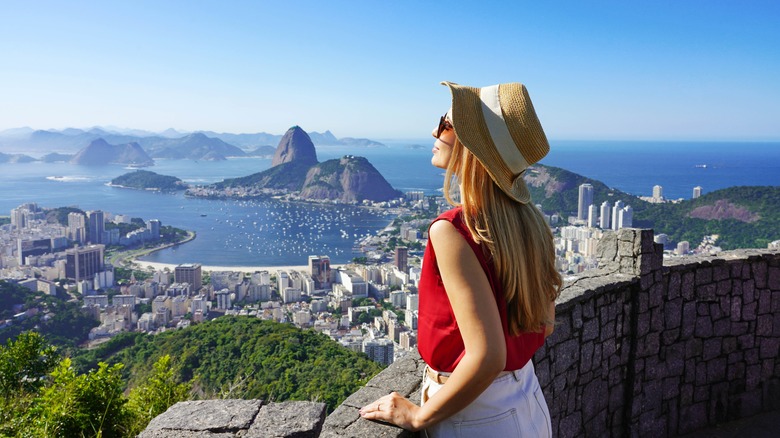 Woman looking at view of Rio de Janeiro