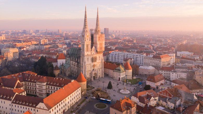 Zagreb cathedral at dusk