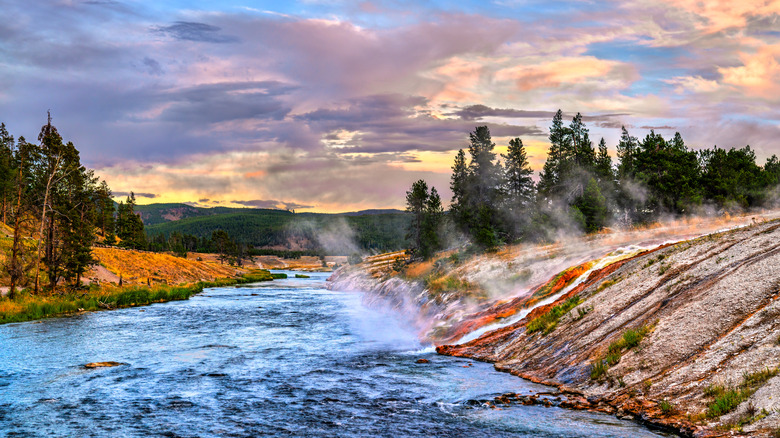 A river in Yellowstone National Park at dusk