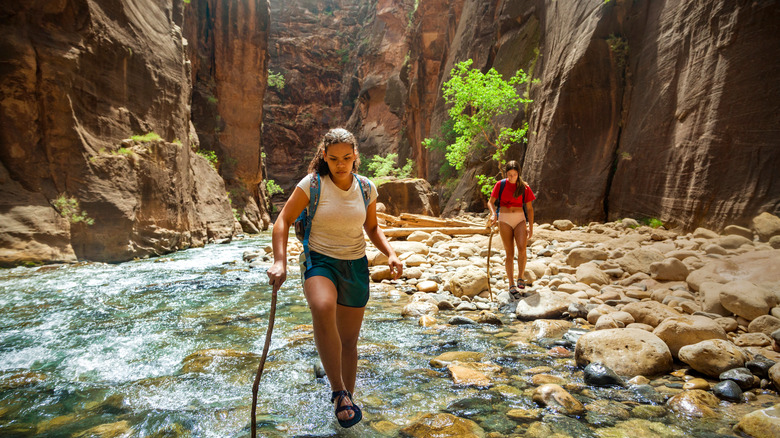 Two female hikers at Zion national park
