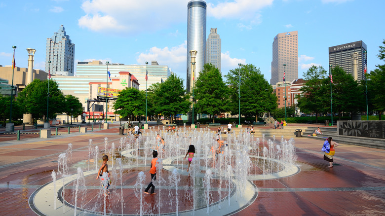 The Centennial Olympic Park Fountain in downtown Atlanta
