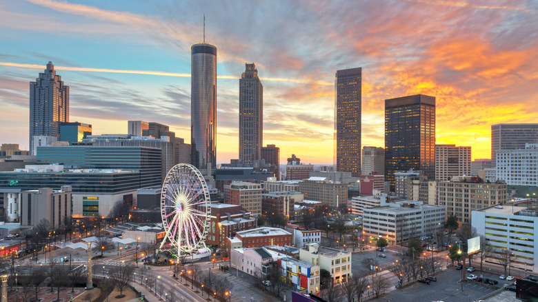The skyline of Atlanta, Georgia at dawn