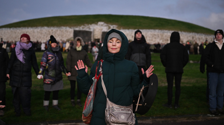 people celebrating at Newgrange in Ireland