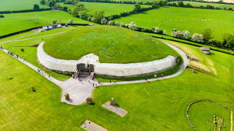 aerial shot of Newgrange