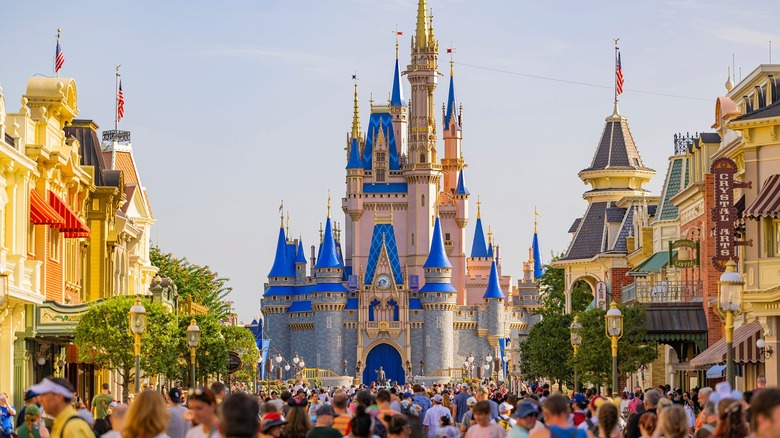 Crowd walking along Main Street U.S.A.