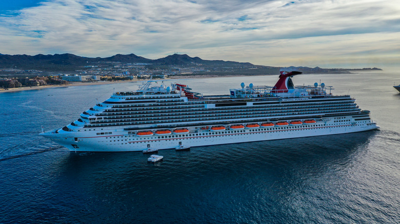 Viking Cruise ship floating off shore