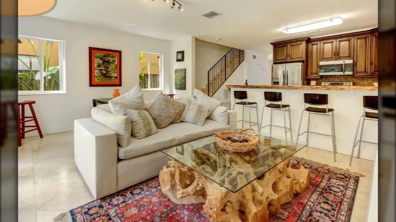 The living room of a Miami, Florida Airbnb