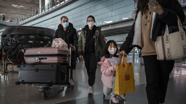 Family at airport