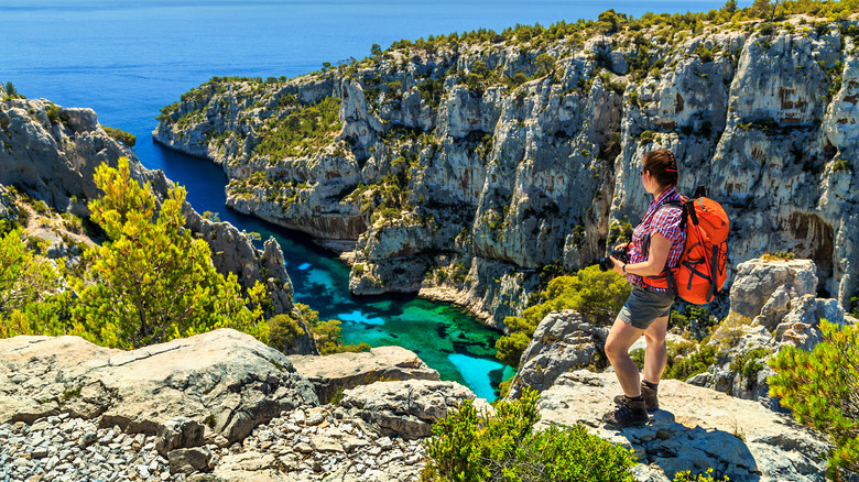 Women hiker in Calanques Park 