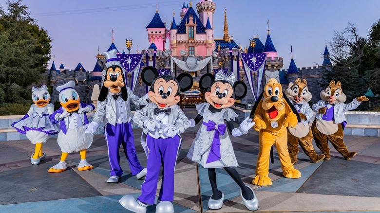 Characters dancing at Disneyland