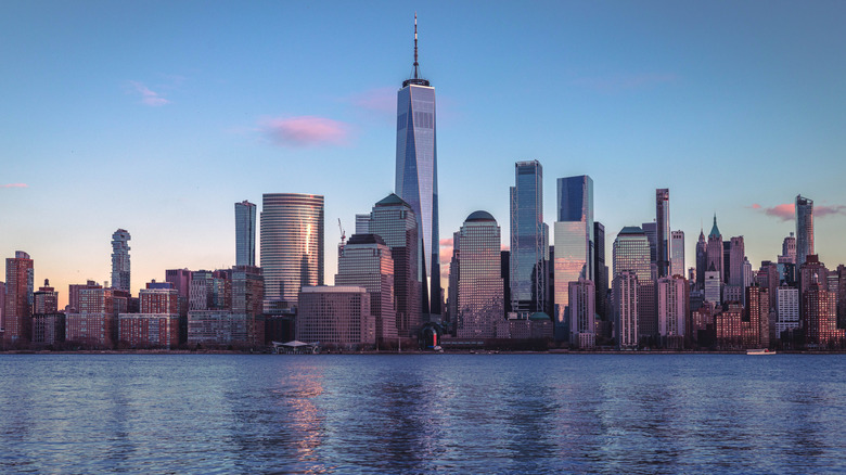 New York City with Hudson River in foreground