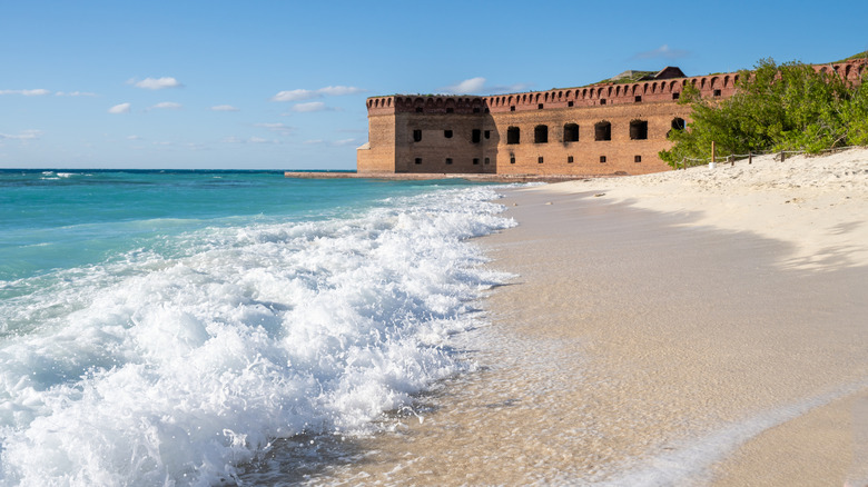 Waves roll up on the sand at Dry Tortugas National Park