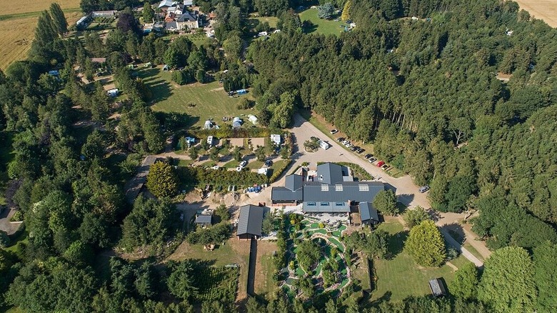Ariel view of Clippesby Hall camping site