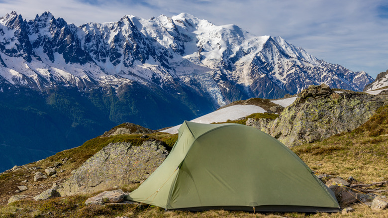 tent high in the mountains