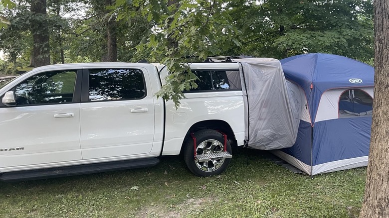 UNP SUV tent connected to the back of a truck
