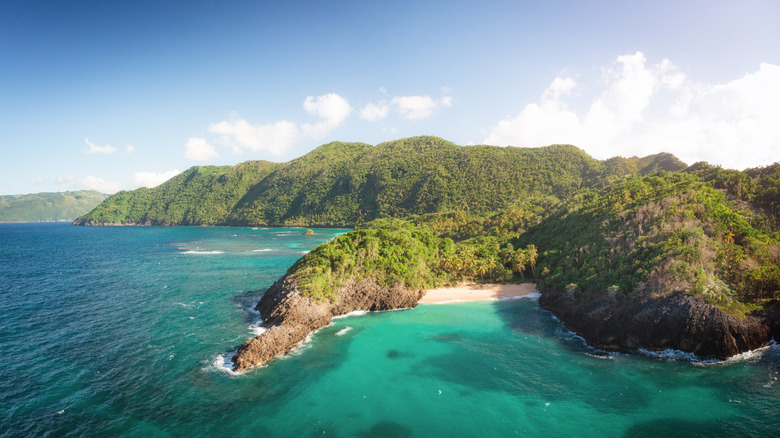 An aerial view of a Dominican Republic beach.