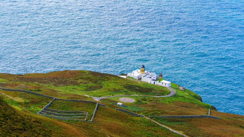 View of the Mull of Kintyre Lighthouse, in the Kintyre peninsula, Scotland, UK