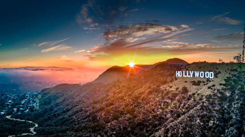 view of Hollywood at sunset