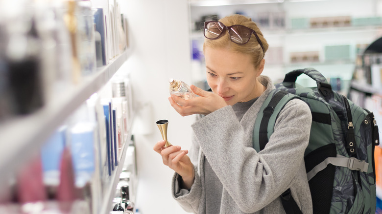 Woman in a duty-free store