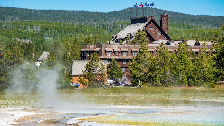 The geysers surrounding Old Faithful Inn at Yellowstone National Park