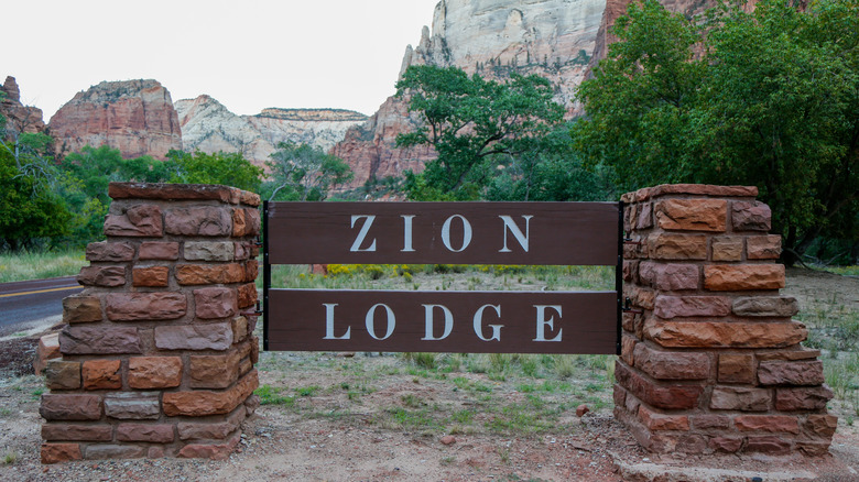 The sign outside Zion National Park Lodge