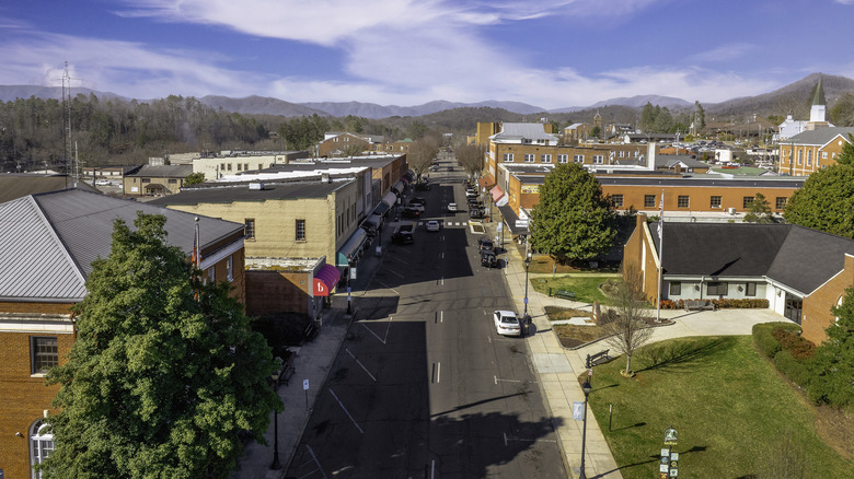 Aerial view of Main Street in Franklin