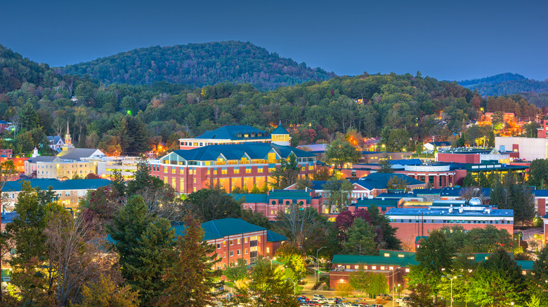 Appalachian State University in Boone at twilight