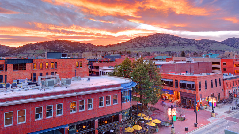 beautiful view of Boulder Colorado at sunset