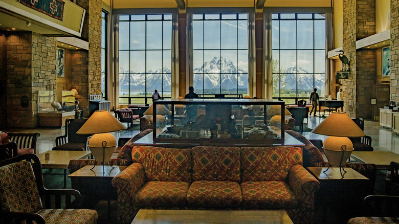 The lobby in Jackson Lake Lodge