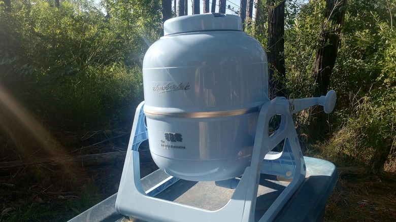 the WonderWash in blue in nature