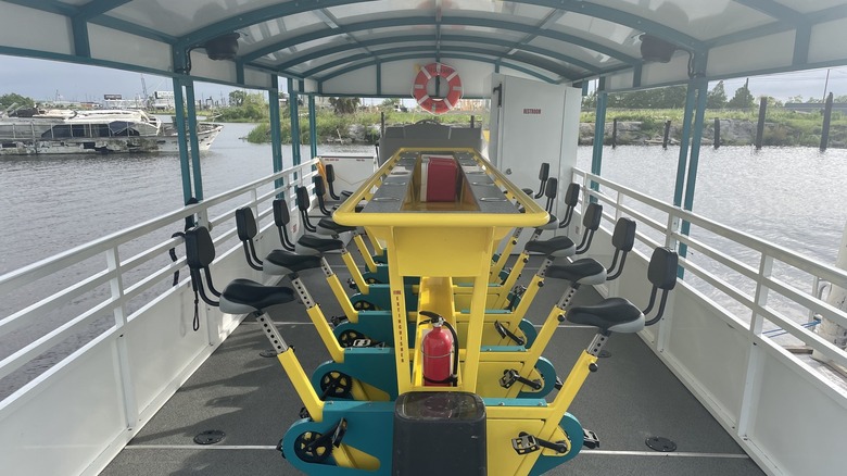 An empty pedal boat from Cajun Queen