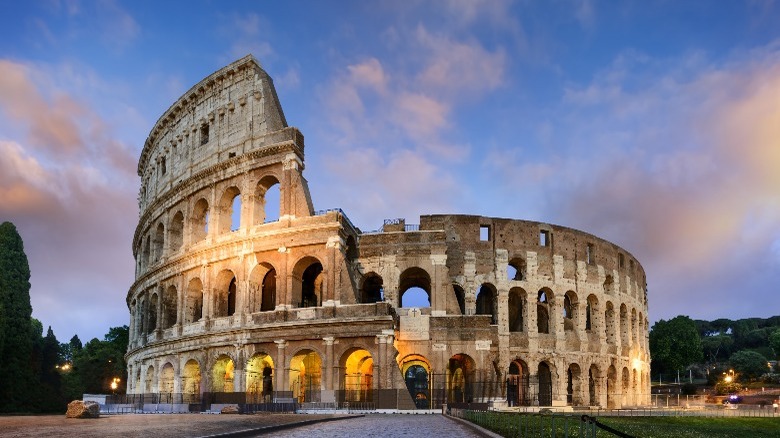 The colosseum at sunset