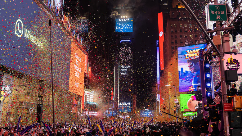 The ball dropping on New Year's Eve in Times Square, New York