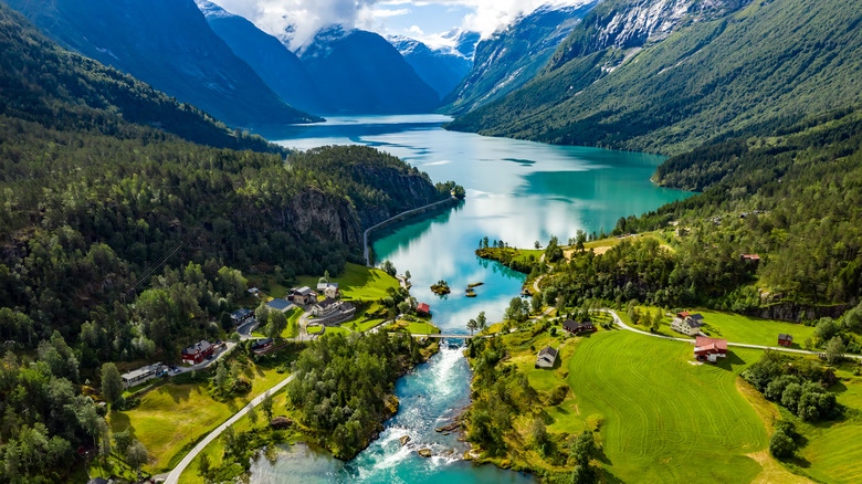 Norway fjord with mountains