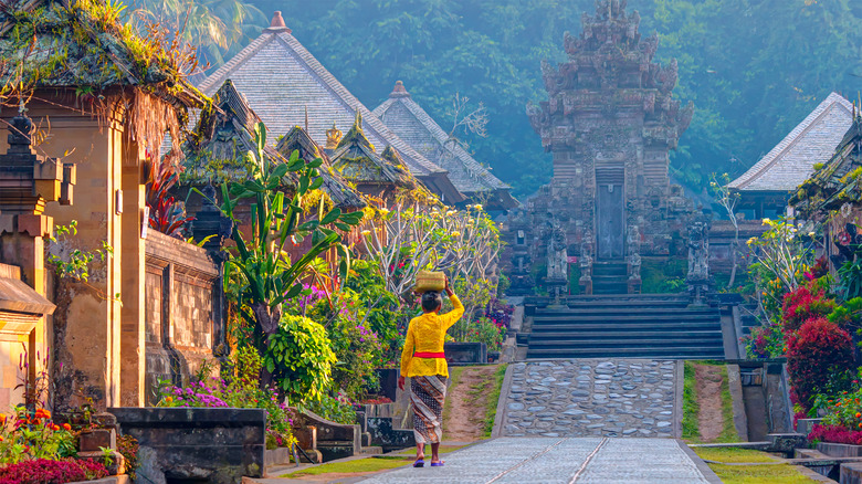 Traditional Balinese village in the morning