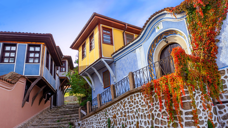 Colorful buildings in Plovdiv, Bulgaria