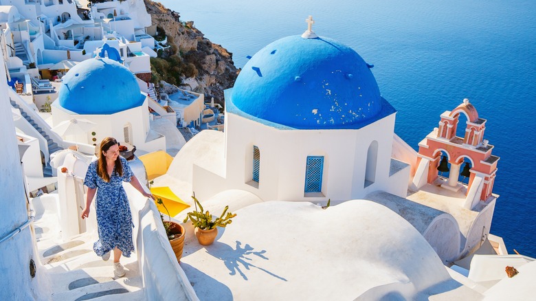 Woman in Santorini, Greece