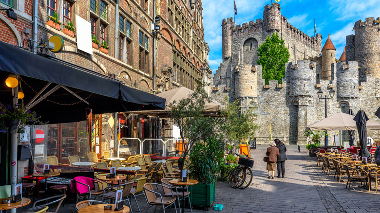 Restaurant terrace in Ghent, Belgium