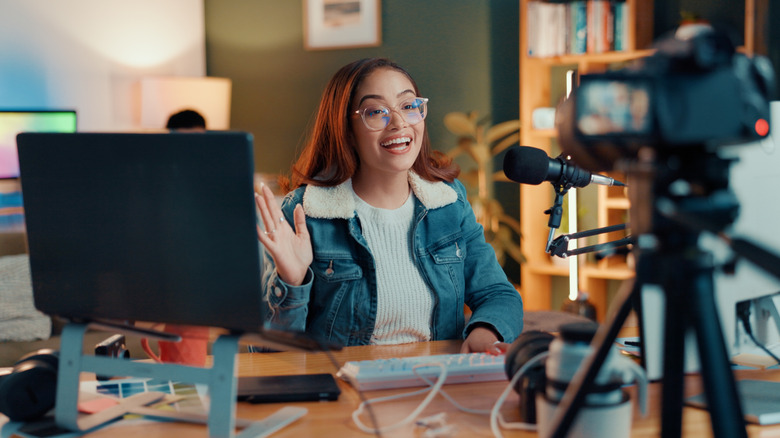social media influencer recording content