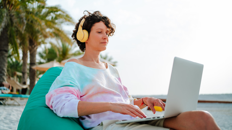 person working on the beach