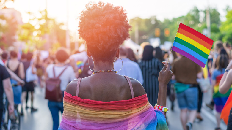 Girl with pride flag