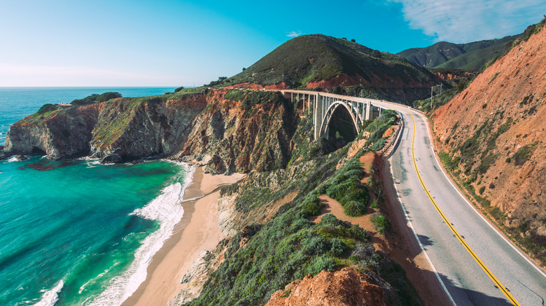elevated highway along the ocean