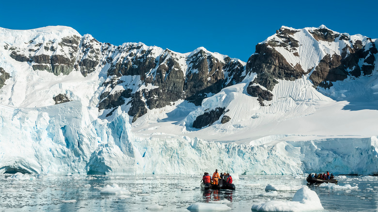 people rafting in Antarctica 